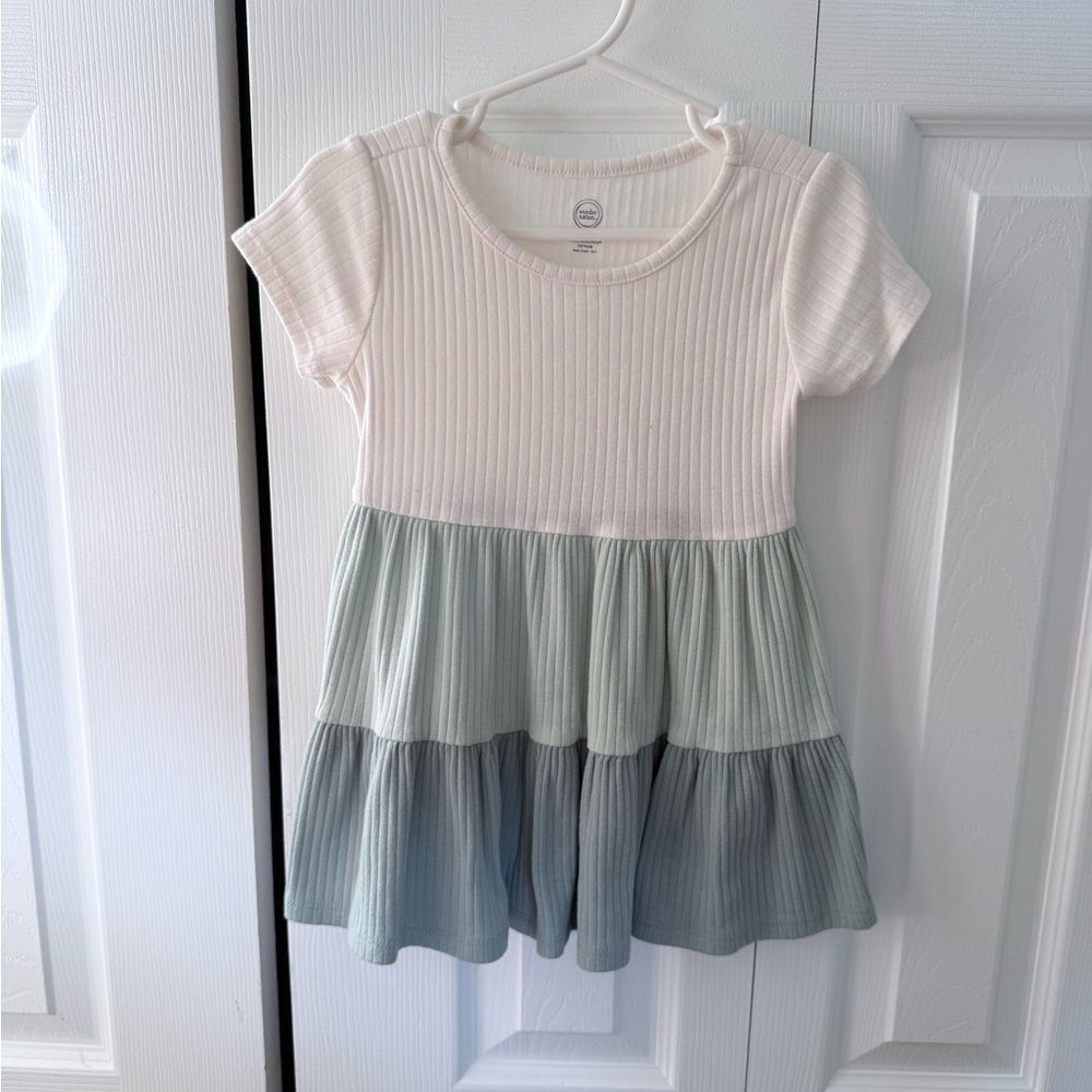 Wonder Nation Kids Dress in Cream and Green